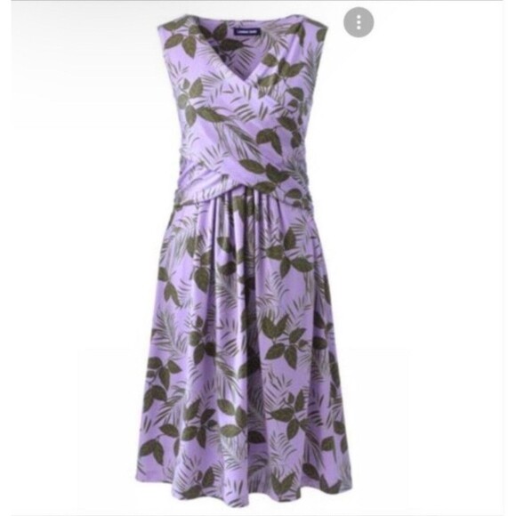 Lands End Dress Womens Size XL Petite Surplice Purple Faux Wrap Sleeveless - Picture 1 of 14